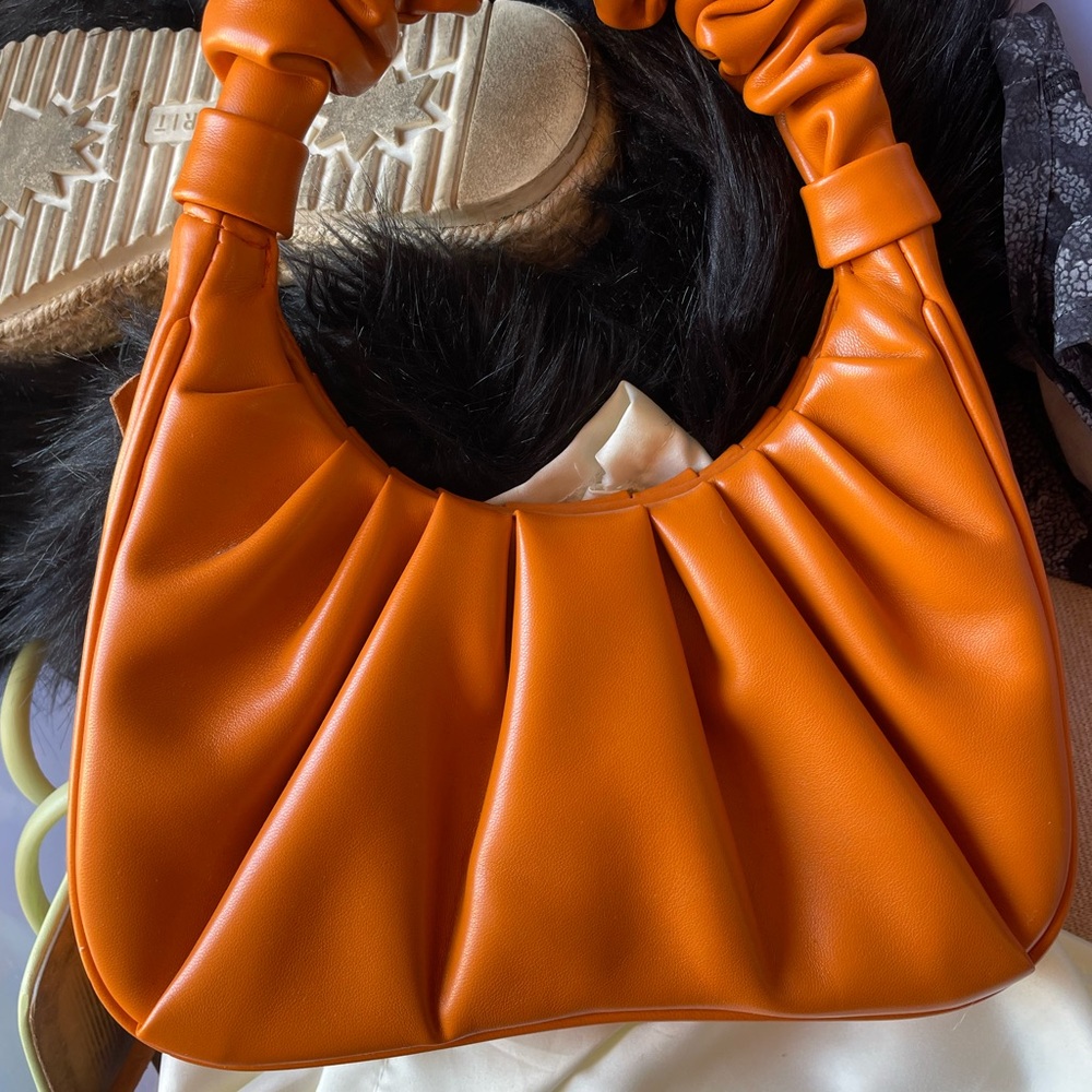 Orange Ruched Women's Bag